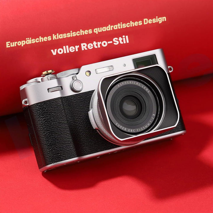 Haoge LH-X200S Gegenlichtblende aus Metall, quadratisch, mit 49 mm Adapterring, Metallkappe für Fuji