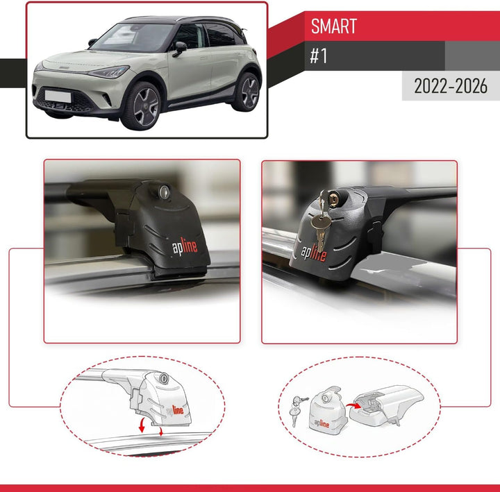 acpar Kompatibel mit Smart #1 2022-2023 Relingträger ACE-2 Dachträger Gepackträger SCHWARZ