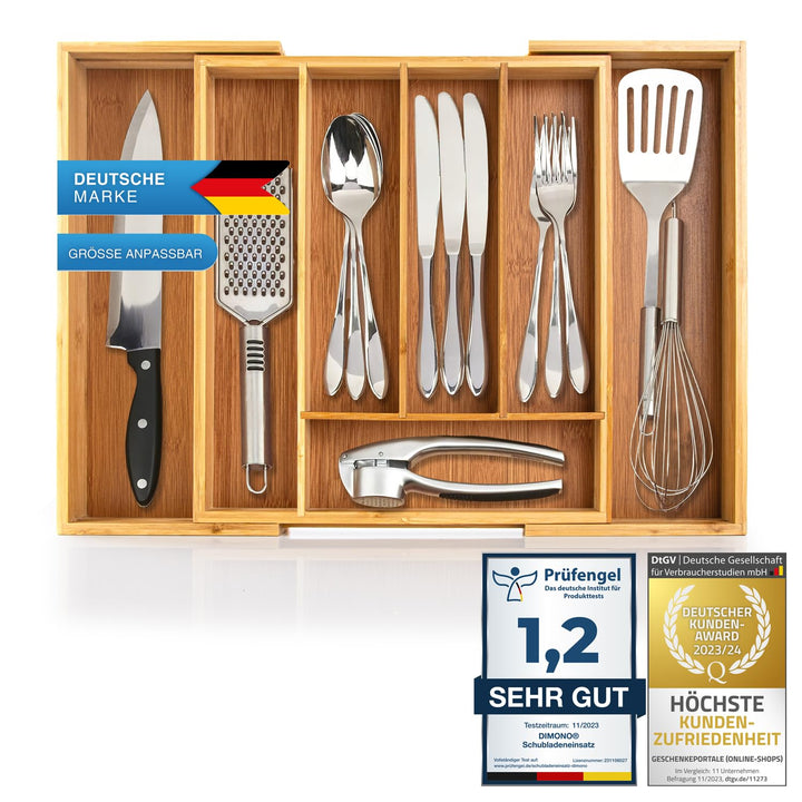 Dimono® Besteckkasten für Schublade 45,5cm ausziehbarer Besteckeinsatz Ausziehbar Bis 45,5 Cm, Auszi