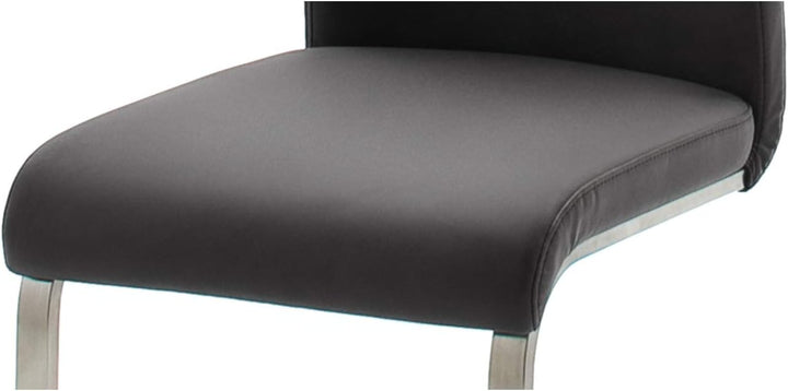 Robas Lund Esszimmerstuhl Leder Schwarz 2er Set, belastbar bis 130 kg, Schwingstuhl mit Rindsleder,