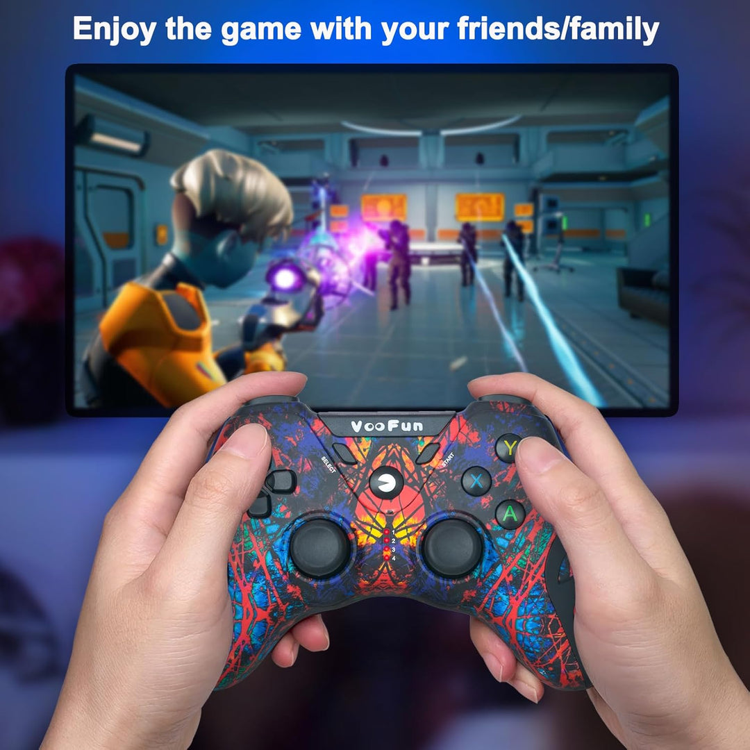 VooFun PC Controller Wireless, Gamepad PC PS3 Controller mit Dual-Vibration, 2.4g Wireless Gaming Co