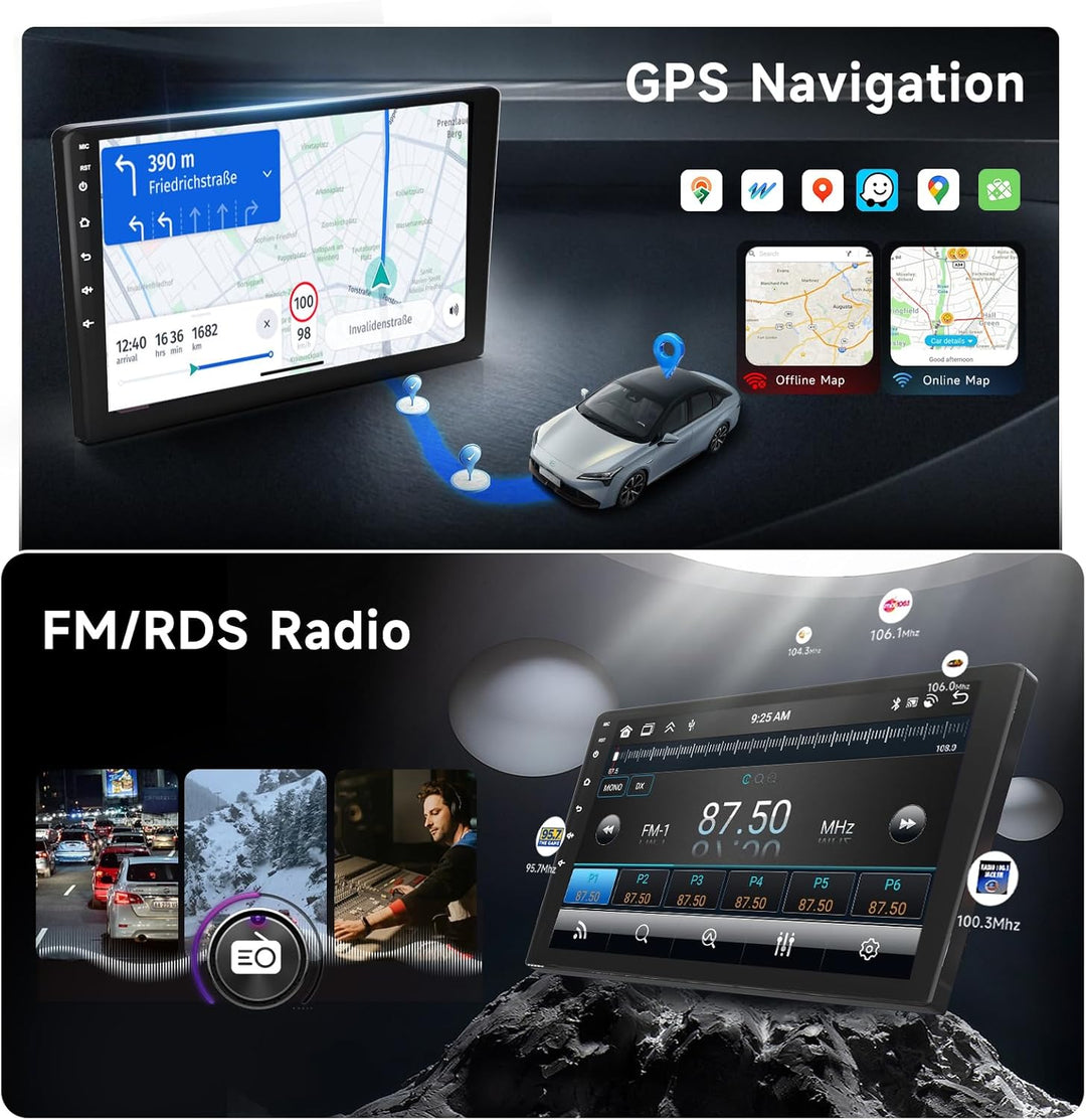 Podofo Autoradio für Peugeot 208/2008 2012-2018 mit Wireless Carplay Android Auto, 10.1 Zoll IPS Tou