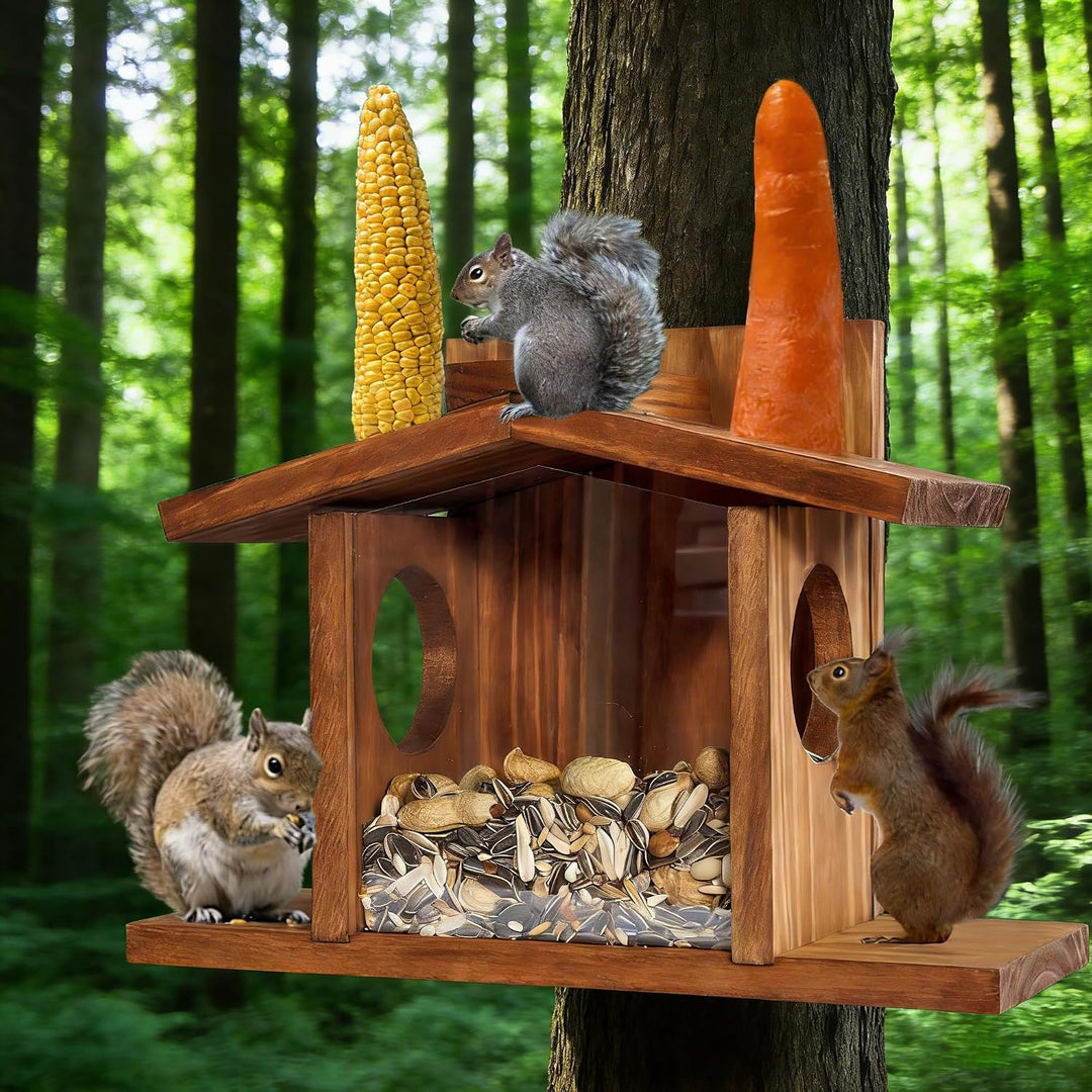 Holz-Eichhörnchenfutter, Eichhörnchen Futterstation Für Den Aussenbereich, Grosse Kapazität, Eichhör
