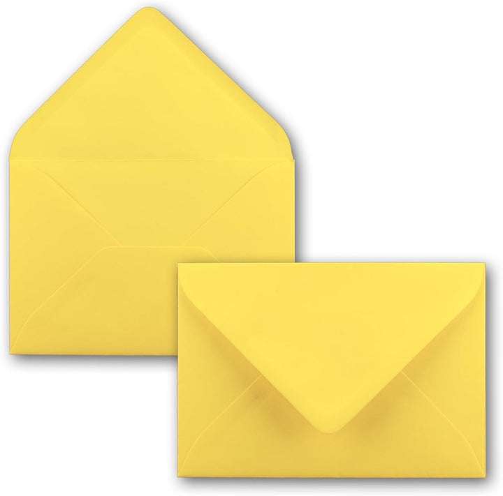 250x kleine Umschläge in Zitronengelb DIN C7 8,1 x 11,4 cm mit Spitzklappe und Nassklebung in 120 g/
