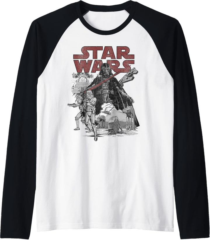 Star Wars Darth Vader Sketched Portrait Logo Raglan