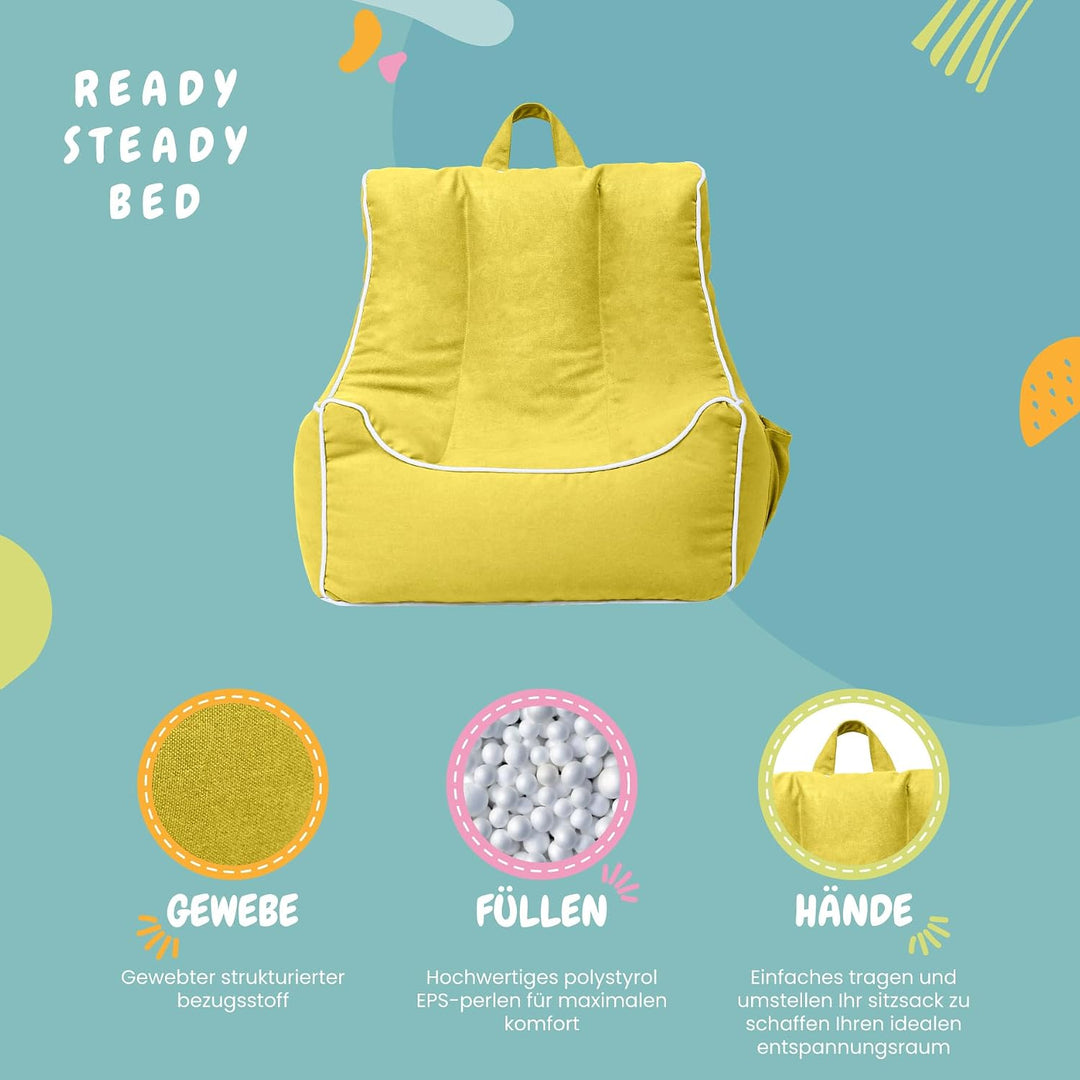 Ready Steady Bed sitzsack Kinder mit Fusshocker - Kinder Sessel mit füllung - Kindersessel Mädchen u