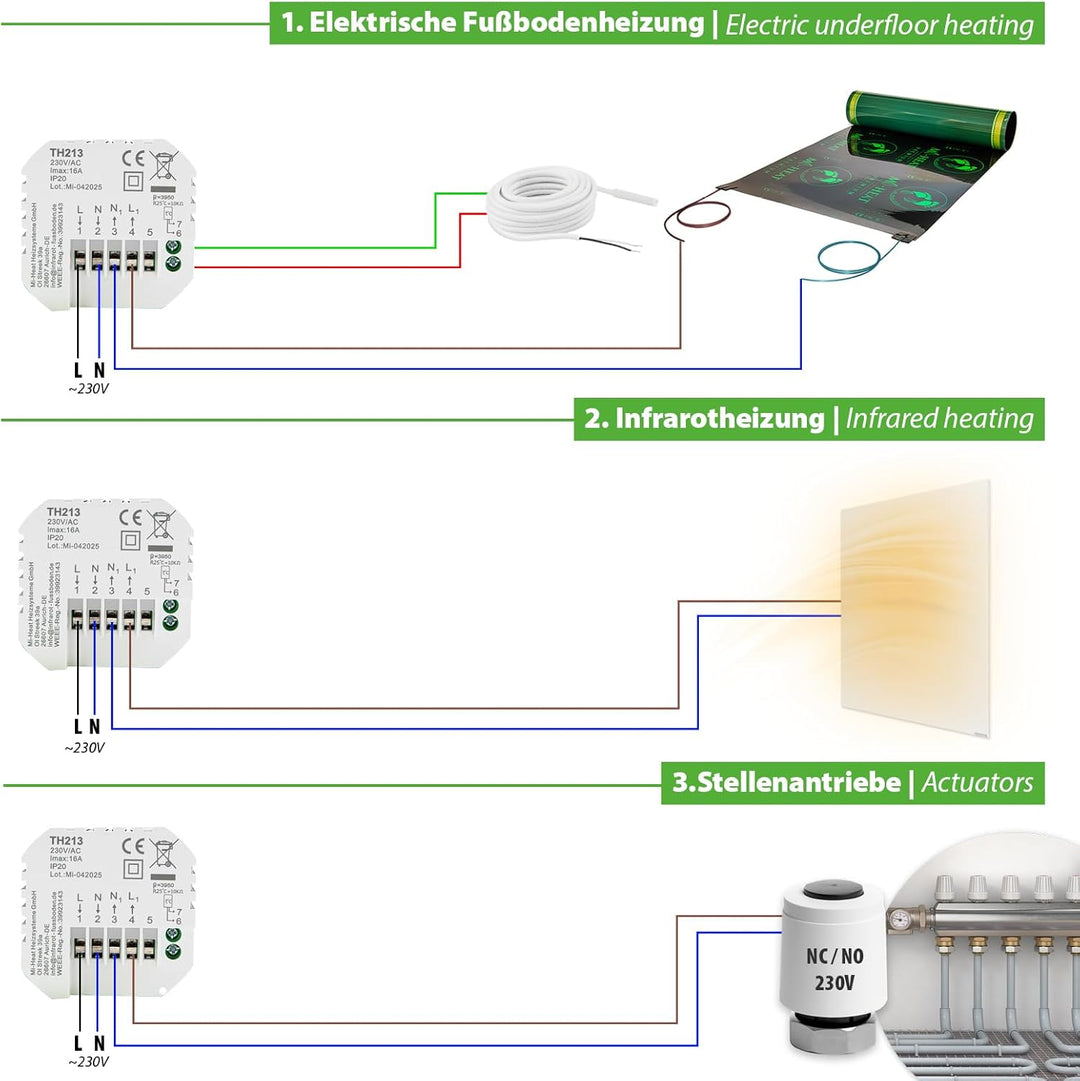 Smart Wifi Thermostat mit App für Fussbodenheizung Heizkörper Digital Regler, WiFi Thermostat