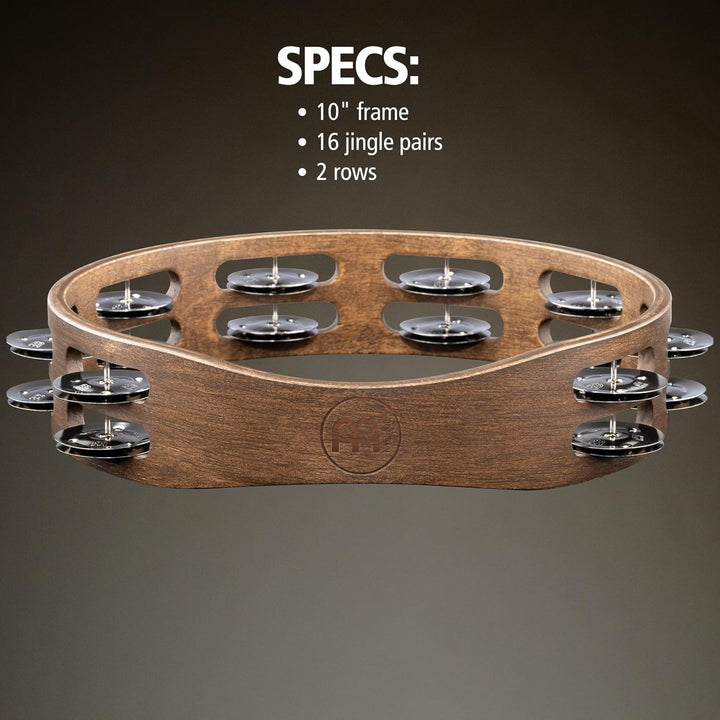 Meinl Percussion TA2WB Holz-Tambourine mit Edelstahlschellen (2-reihig, 25,4 cm (10 Zoll) Durchmesse
