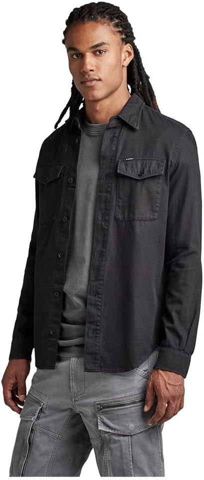 G-STAR RAW Herren Marine Slim Hemd Shirt M Schwarz (Dk Black Gd D20165-7647-b564), M Schwarz (Dk Bla
