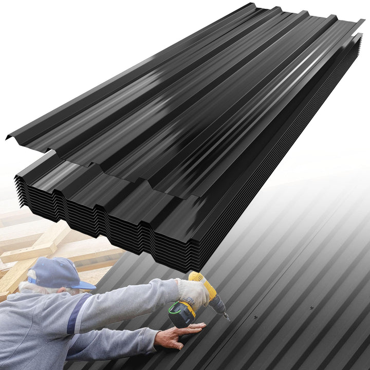HENGMEI Metal Trapezblech 24 x Dachplatten 14m² Trapezoidal Sheet Wellplatten Dach 129cm x 45cm Galv
