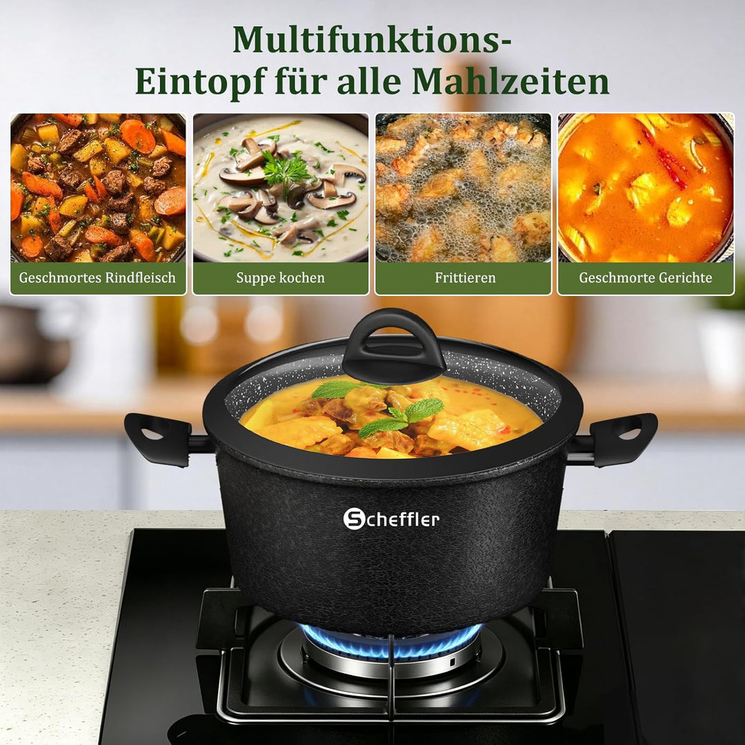 Topfset Induktions Scheffler Kochtopf Induktion Töpfe Set 6-teilig,Antihaft-beschichtete Topfe,Kocht