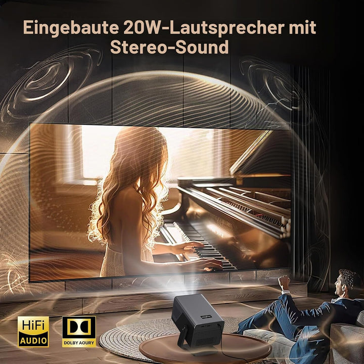 2026 Neuer 2000ANSI Beamer Smart Projektor Full HD Native 1080P Android14 Built-in Apps Autofokus/Ke