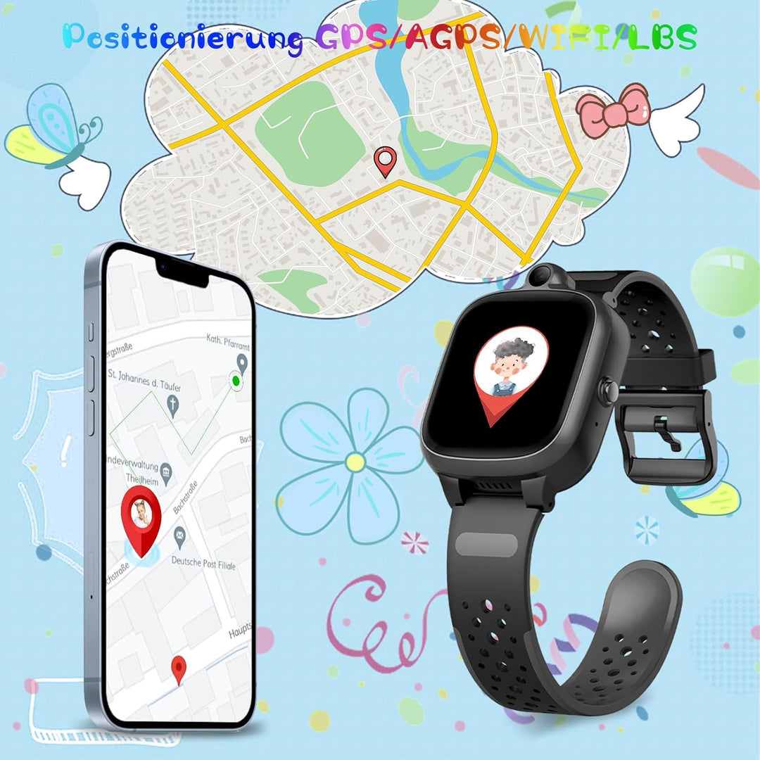 4G Smartwatch Kinder mit GPS und Telefon, Touchscreen Smart Watch Kinder mit WiFi, Videoanruf, Kamer