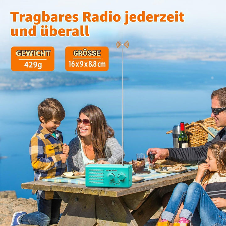 Transistorradio – AM FM Tragbares Radio mit Bestem Empfang, Eingebautem Lautsprecher, Kopfhöreransch