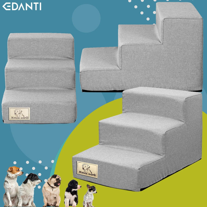 Haustiertreppe Hundetreppe für Kleine Hunde 3 Stufen 45x30x30 cm Katze mit Wasserdicht, Katzentreppe