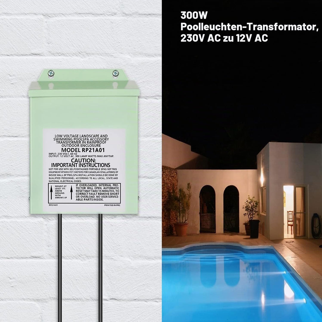 COOLWEST LED Trafo 12V 300W, LED Transformator 230V Auf 12V AC für Niederspannung Poolbeleuchtung, S