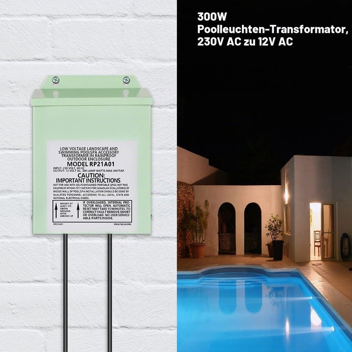 COOLWEST LED Trafo 12V 300W, LED Transformator 230V Auf 12V AC für Niederspannung Poolbeleuchtung, S