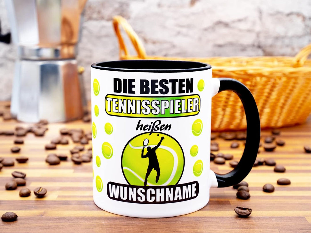 Die besten Tennisspieler heissen Name Tasse Becher personalisiert Tennis Zubehör Fanartikel Geschenk