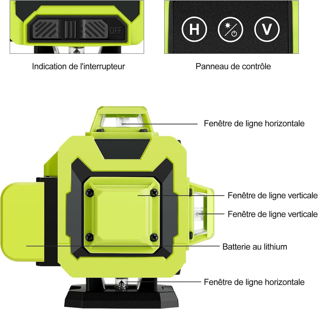 Stand laserlevel 360 °x 4,láser de 16 líneas lazer level 4d, medidor automático de nivel, soporte gi