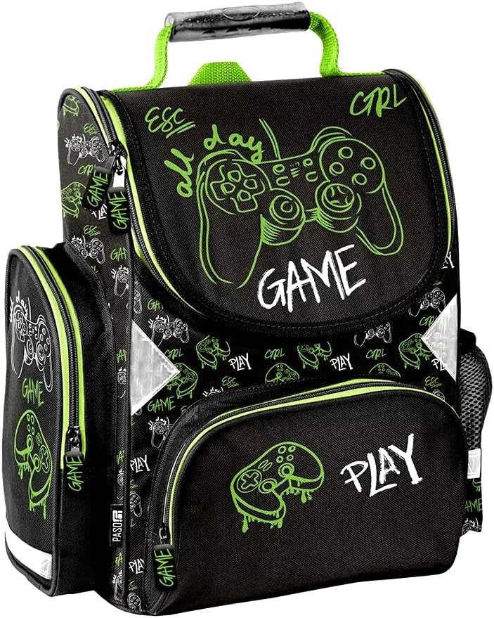Minecraft Games Play Pixel 7 Teile Set Tornister Ranzen Schulranzen Tasche Federmappe mit Sticker-vo