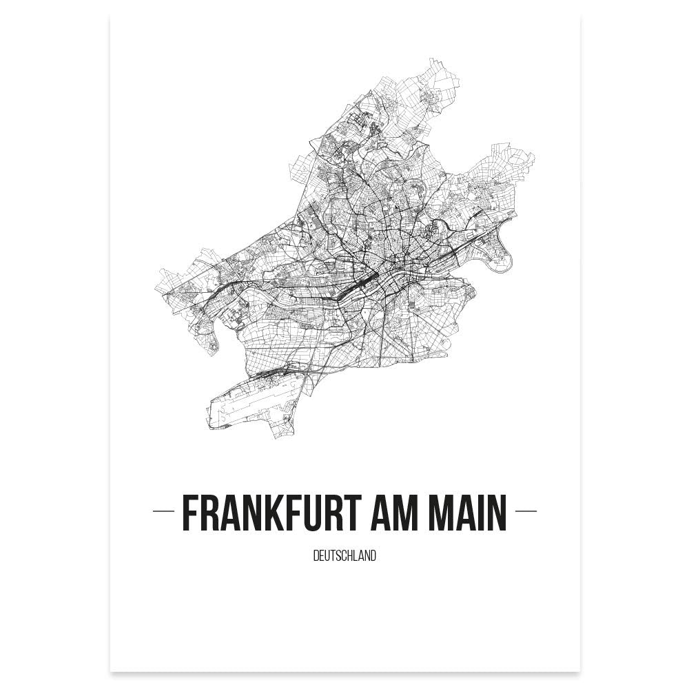 JUNIWORDS Stadtposter, Frankfurt am Main, Wähle eine Grösse, 60 x 90 cm, Poster, Schrift B, Weiss 60