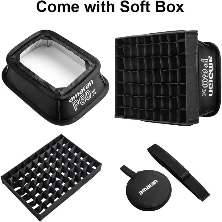 Aputure Amaran P60x Bi-Color Video Light Led Panel, CRI95+ TLCI 97+ 3200-6500K 60W, Unterstützt Sidu