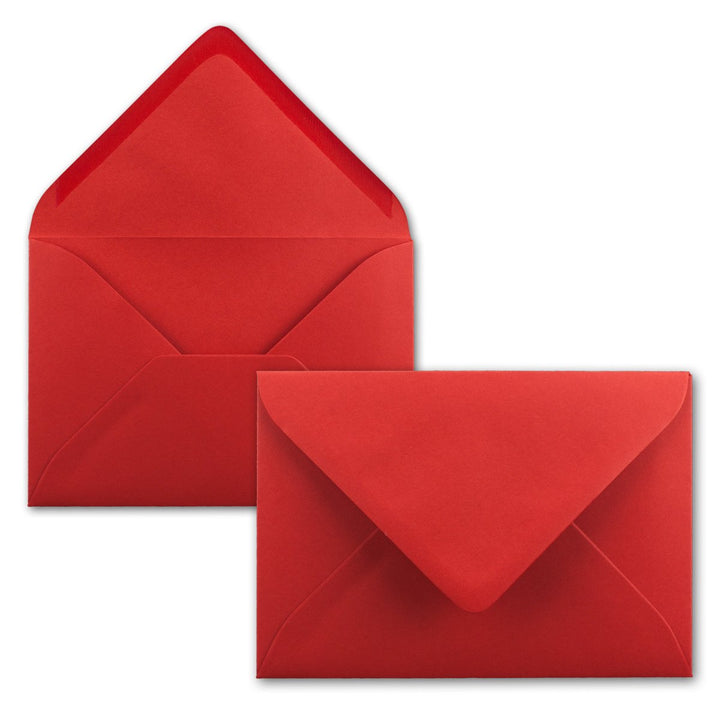 150 Brief-Umschläge - Rot - DIN C6-114 x 162 mm - Kuverts mit Nassklebung ohne Fenster für Gruss-Kar