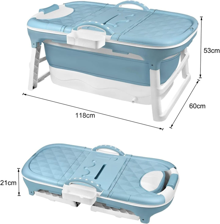 Faltbare Badewanne für Erwachsene, 118x62x52 cm Mobile Klappbadewanne, Ideal für Kleine Badezimmer,