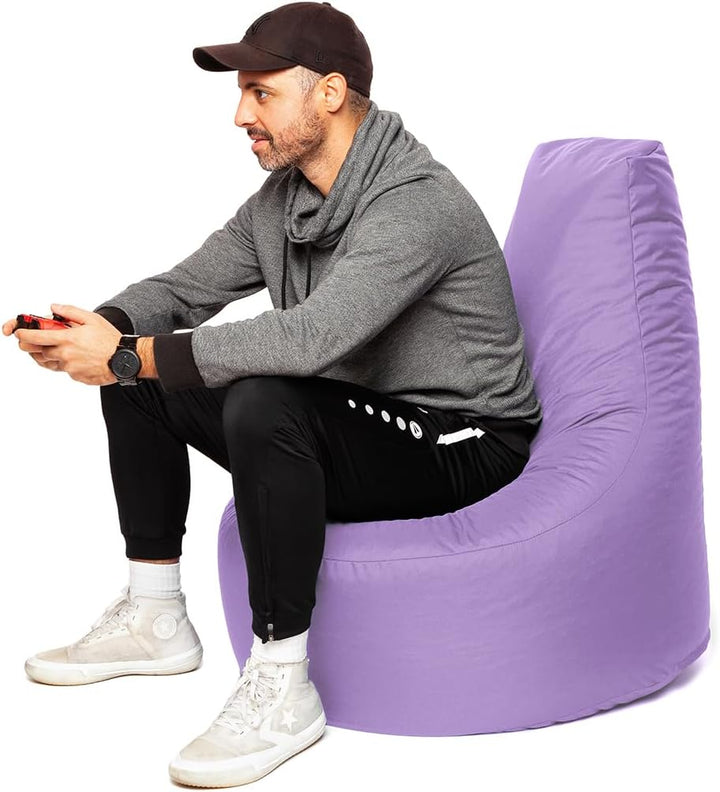 PATCH HOME Gamer Sessel Sitzsack inkl. Würfel Bean Bag Set Ø80cm, 30cm Sitzhöhe, 90cm Höhe + 35x35cm