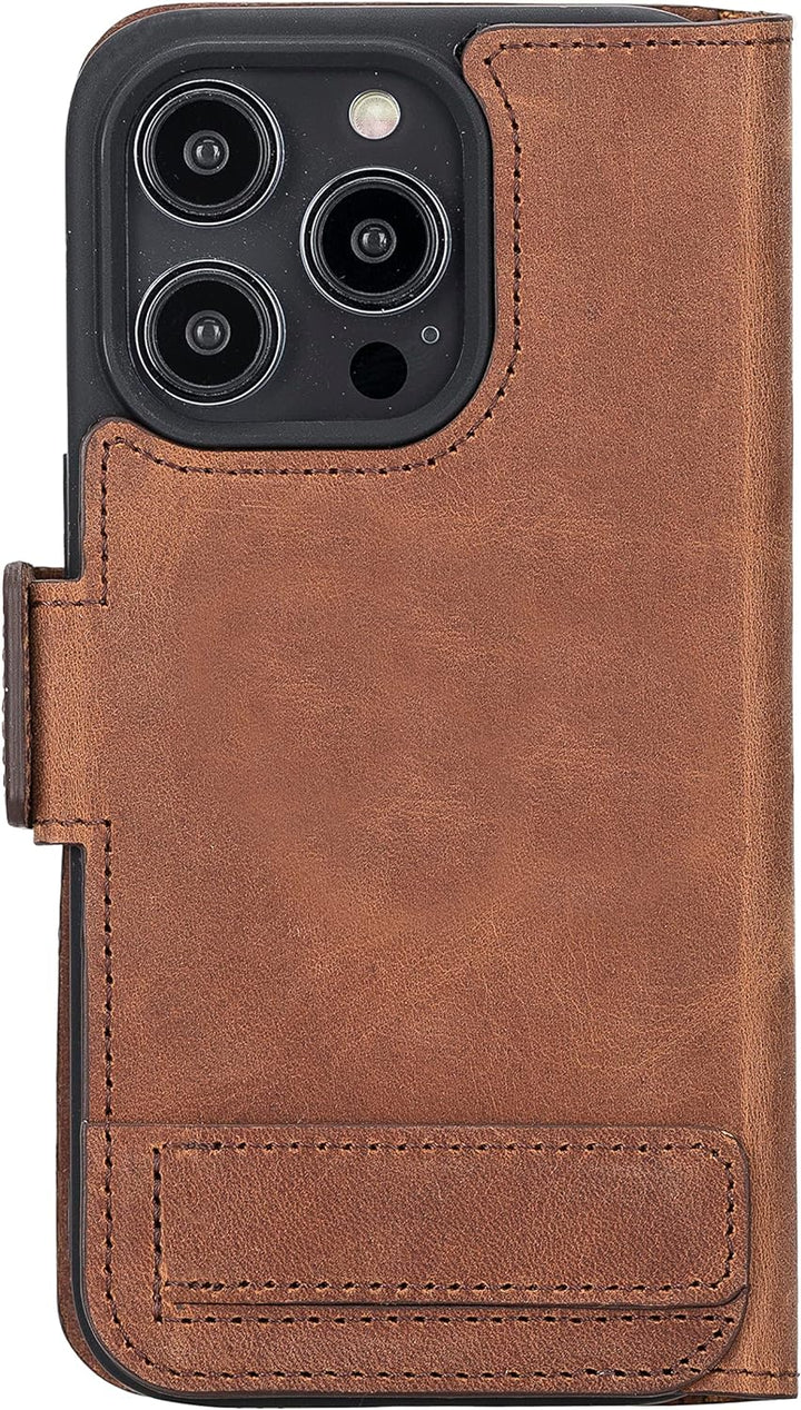 Solo Pelle aufklappbare Lederhülle kompatibel für iPhone 14 Pro in 6.1 Zoll inkl. 1 Kartenfach für d