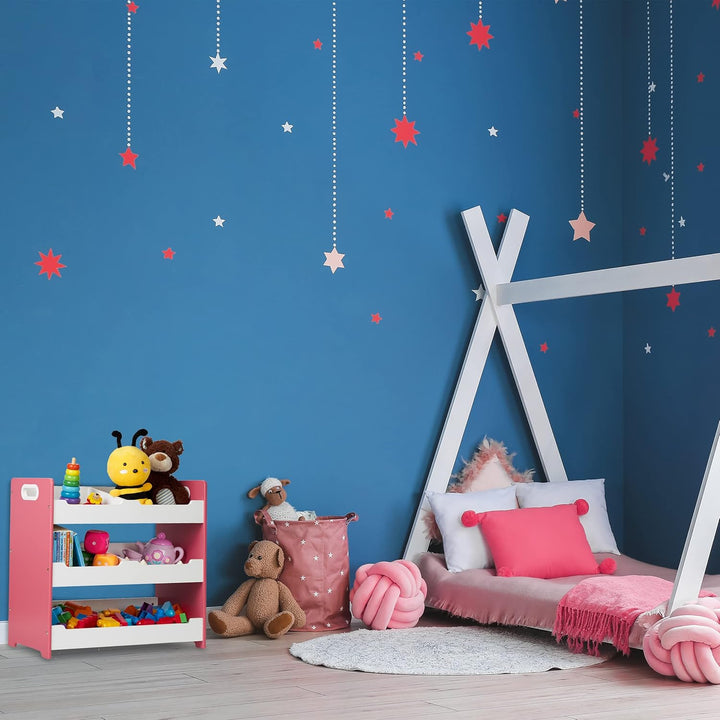 Relaxdays Kinderregal, 5 Fächer, Aufbewahrungsregal mit Griffen, HxBxT: 60 x 63 x 30 cm, Spielzeugre