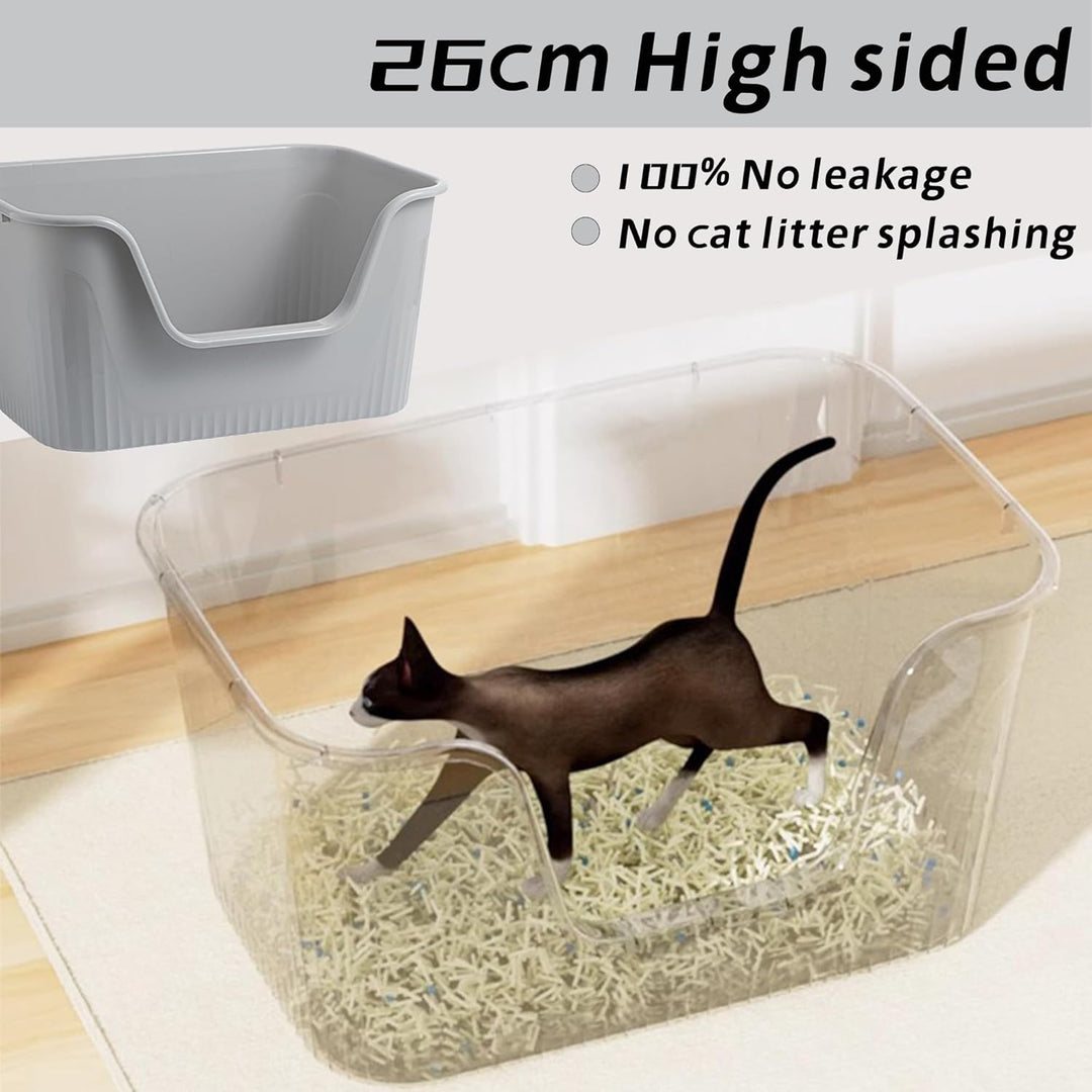 Vealind Offen Katzenklo XL, Katzentoilette Hoher Rand, 55x40x26cm Gross Katzenklo, katzentoiletten E