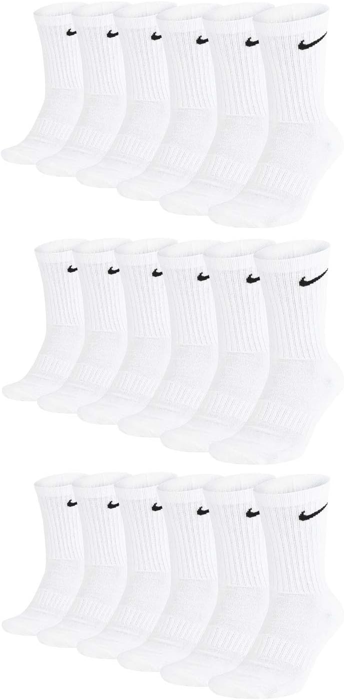 Nike Herren Everyday Cushioned Crew Crew-trainingssocken (6 Paar) 34 -100 White, 34 -100 White