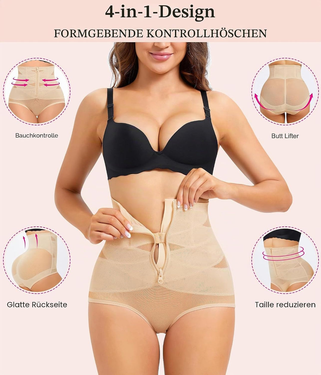 KUMAYES Damen Shapewear Bauchweg Unterhose Hoher Taille Nahtlose Miederhose Unterwäsche Bauchkontrol