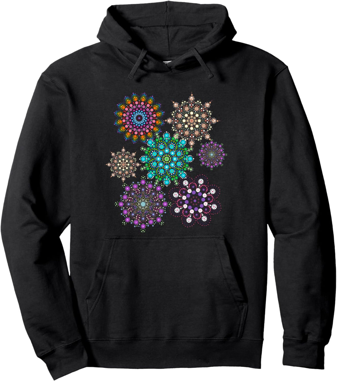 Dot Mandala Style Art Pattern Dot Painting Colorful Artwork Pullover Hoodie