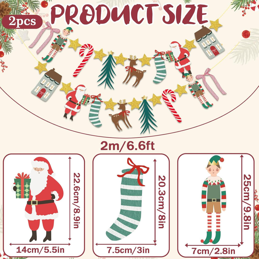 EASY JOY 2 Stück Hängende Papiergirlande Christmas Weihnachtsbanner Weihnachtsdeko Innen mit Weihnac