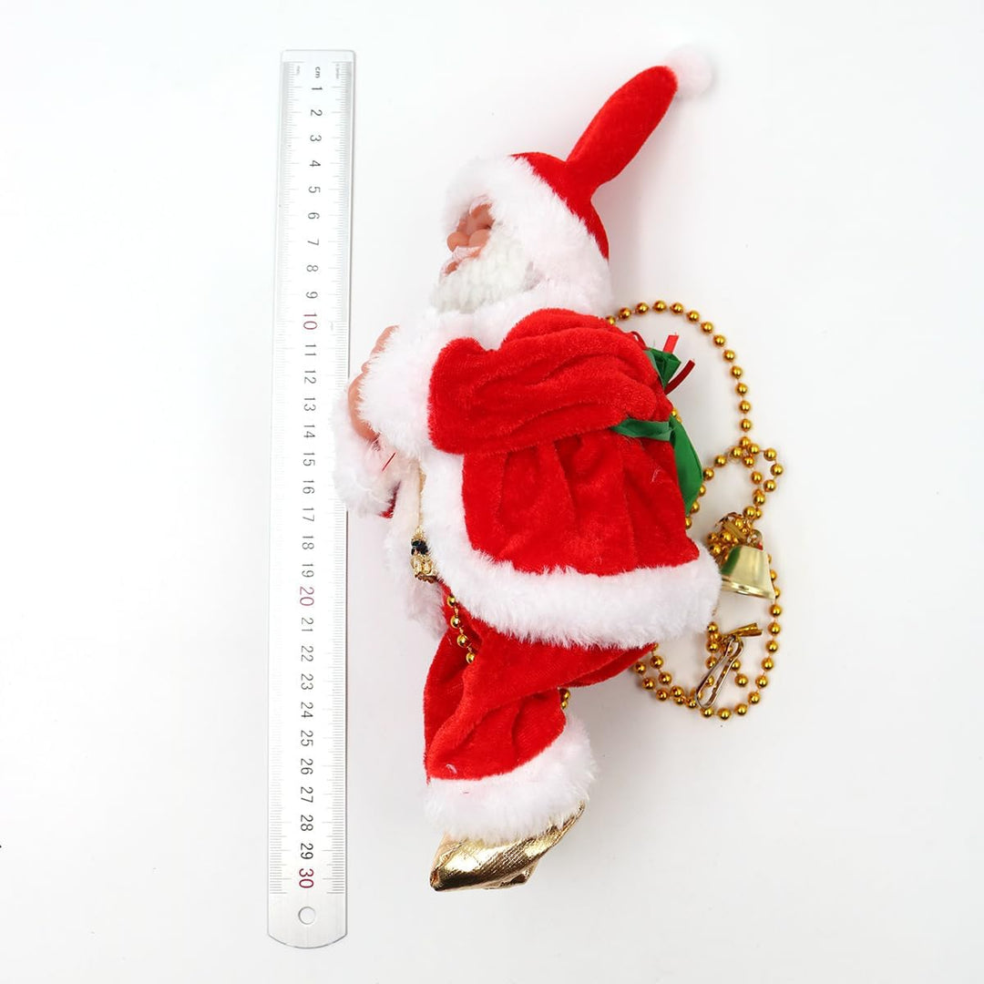 POFET Elektrischer animierter kletternder Weihnachtsmann auf Perlenkette Musikalische bewegliche Fig