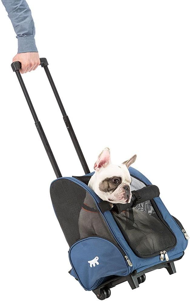 Transportbox für Kleine Hunde und Katzen Trolley mit Rollen, Rucksack für Kleine Hunde Katzen, Teles