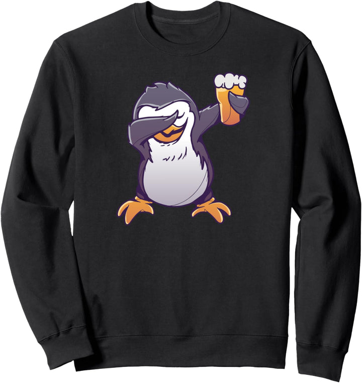 Witziges Dabbing Pinguin mit Bier in der Hand comic style Sweatshirt