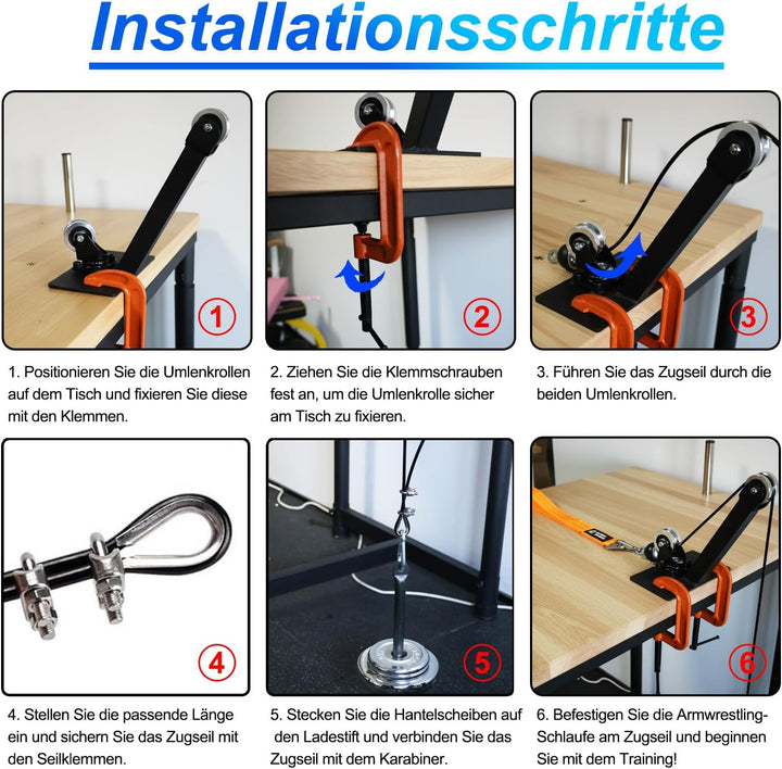 J Bryant Professionelle Riemenscheiben für Arm- und Wrestling-Training, mit verstellbarem 1,5 m Kabe