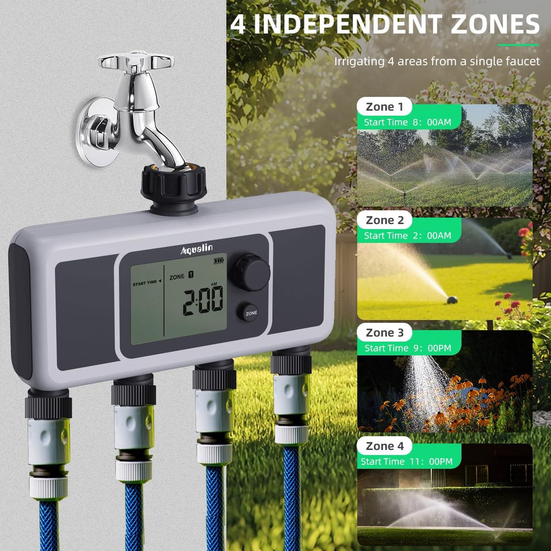 4-Auslass-Wasser-Timer, automatischer Bewässerungsschlauch-Sprinkler-Timer, 4-Zonen-programmierbare