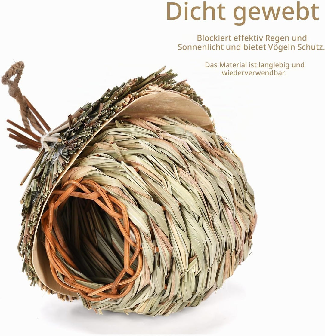 2 Stück Nistkästen, Vogelnest, Handgewebte Vogelhäuser, Vogelhäus zum Aufhängen, Gras Bird Nest für
