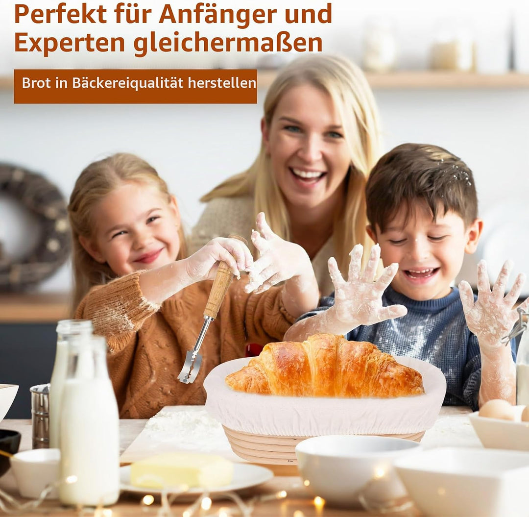CTDMJ Gärkörbchen 10 Zoll, 7-teilig Sauerteig Brot Gärkorb Set, Sauerteig Starter Set Glas 700ml, 10