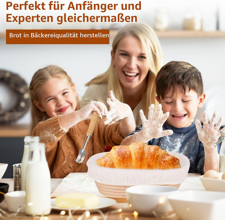 CTDMJ Gärkörbchen 10 Zoll, 7-teilig Sauerteig Brot Gärkorb Set, Sauerteig Starter Set Glas 700ml, 10