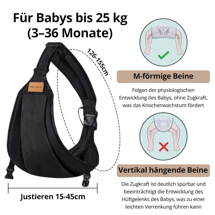 Tragetuch Baby & Seitentrage - Ergonomische Hüfttrage für Baby & Kleinkind mit Hüftsitz, ASTM Zertif