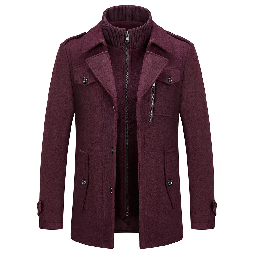 KUDORO Herren Wintermantel Wolle Kurzmantel Herren Wollmantel Mittellang Slim Fit für Business Freiz