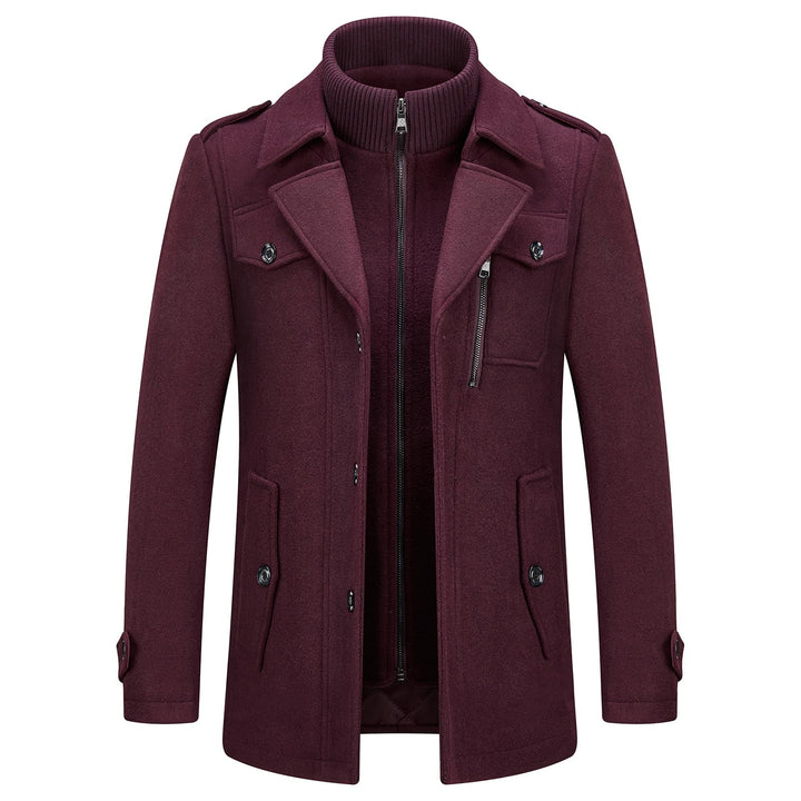 KUDORO Herren Wintermantel Wolle Kurzmantel Herren Wollmantel Mittellang Slim Fit für Business Freiz