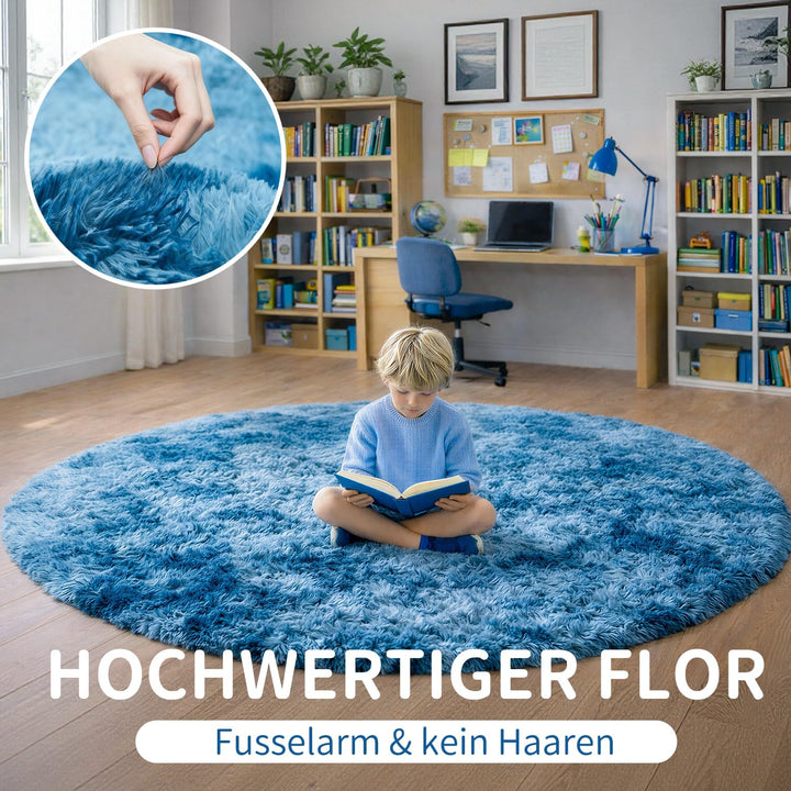 VOFUSHON Teppich Rund Hochflor Teppich Wohnzimmer Teppich Langflor Teppiche für Wohnzimmer flauschig