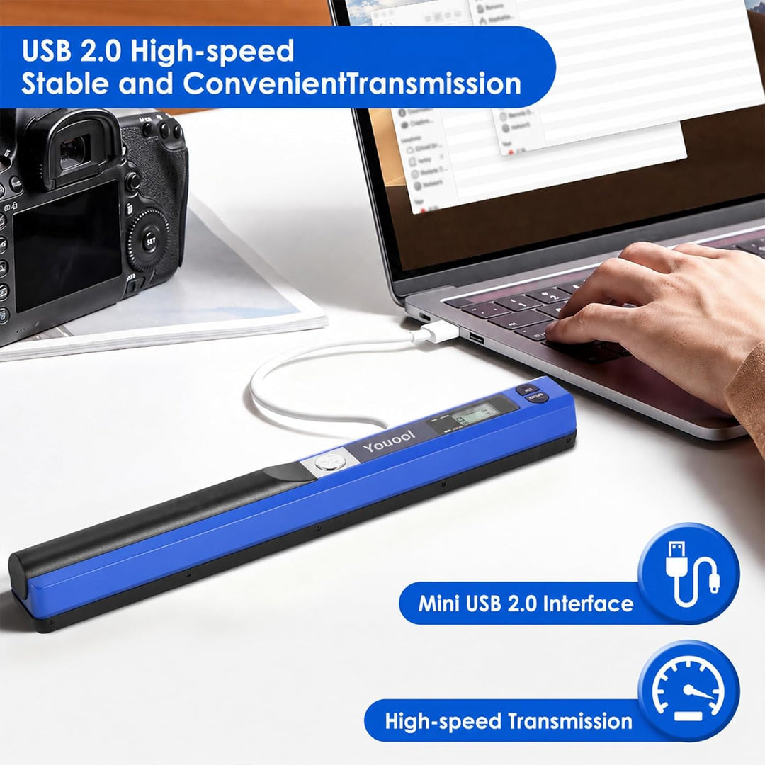 A4 Tragbarer Scanner, USB Bildscanner Handscanner Farbscannen 900 DPI A4 Tragbarer Dokumentenscanner