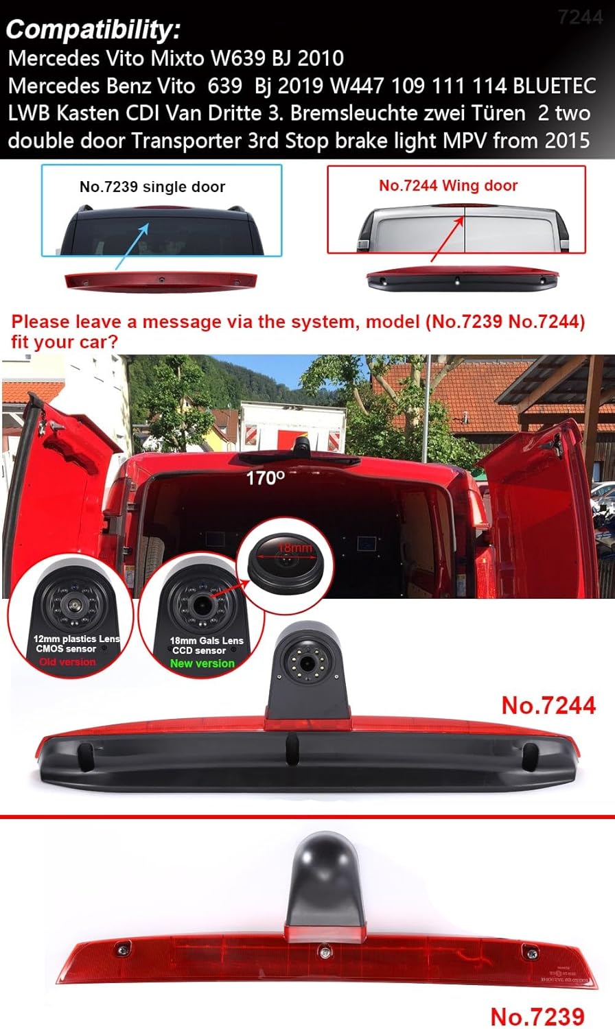 1280 * 720 Brake Bremsleuchte Auto Kamera Third roof Bremslicht Rückfahrkamera Replacement for Merce